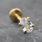 Tiny Oval Clear CZ Tragus Gold Earring • Gold PVD Nose Ring • Tragus Piercing Stud • Threadless Push Pin Flat Back Earring • Forward Helix