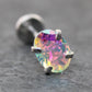 Tiny Oval AB CZ Tragus Silver Stud Earring • Rainbow Nose Ring • Tragus Piercing Stud Threadless Push Pin Flat Back Earring • Forward Helix