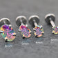 Tiny Oval AB CZ Tragus Silver Stud Earring • Rainbow Nose Ring • Tragus Piercing Stud Threadless Push Pin Flat Back Earring • Forward Helix