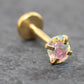 Gold Oval AB CZ Tragus Stud Earring • Gold PVD Rainbow Nose Ring • Tiny Tragus Piercing Stud • Threadless Push Pin Flat Back Earring