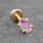 Gold Oval AB CZ Tragus Stud Earring • Gold PVD Rainbow Nose Ring • Tiny Tragus Piercing Stud • Threadless Push Pin Flat Back Earring
