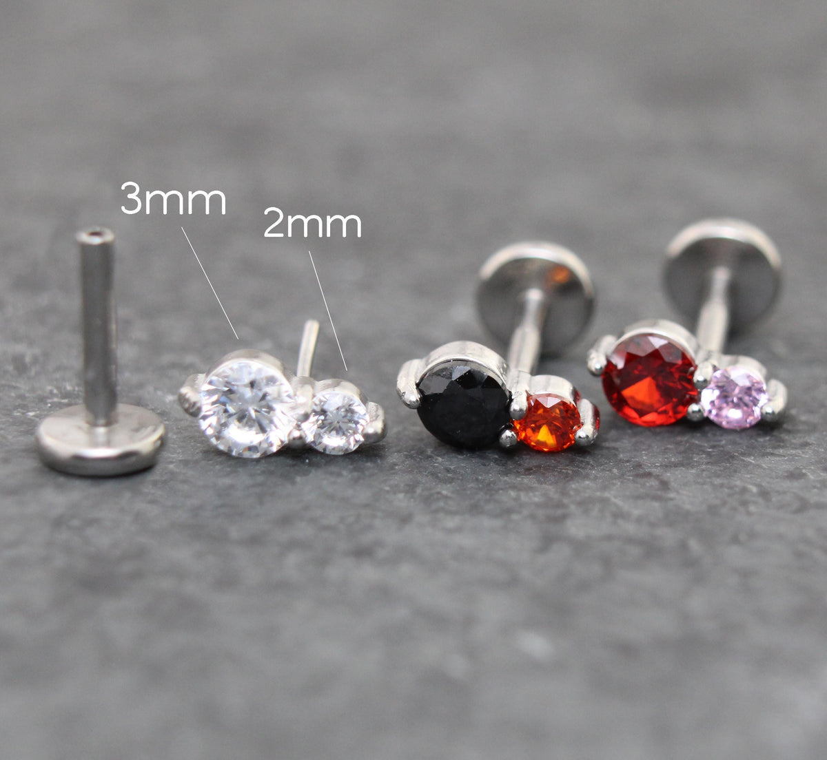 Tiny Tear Drop Threadless Labret Stud Earring • Clear Tragus Piercing Stud • Flat Back Earring • Tragus Earring • Cartilage Piercing Stud