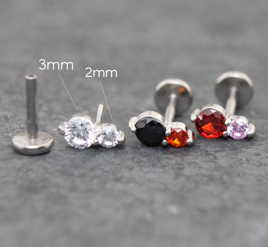 Tiny Tear Drop Threadless Labret Stud Earring • Clear Tragus Piercing Stud • Flat Back Earring • Tragus Earring • Cartilage Piercing Stud