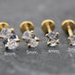 Tiny Oval Clear CZ Tragus Gold Earring • Gold PVD Nose Ring • Tragus Piercing Stud • Threadless Push Pin Flat Back Earring • Forward Helix