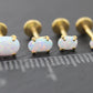 Tiny Opal Flat Back Gold Earring • Oval Tragus Piercing Stud • Threadless Push Pin Flat Back Earring • Forward Helix • Gold Nose Ring