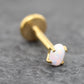 Tiny Opal Flat Back Gold Earring • Oval Tragus Piercing Stud • Threadless Push Pin Flat Back Earring • Forward Helix • Gold Nose Ring