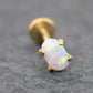 Tiny Opal Flat Back Gold Earring • Oval Tragus Piercing Stud • Threadless Push Pin Flat Back Earring • Forward Helix • Gold Nose Ring