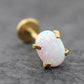Tiny Opal Flat Back Gold Earring • Oval Tragus Piercing Stud • Threadless Push Pin Flat Back Earring • Forward Helix • Gold Nose Ring