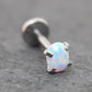 Tiny Oval Opal Flat Back Earring • Threadless Push Pin Flat Back Earring • Forward Helix • Oval Tragus Piercing Stud • Nose Ring