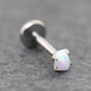 Tiny Oval Opal Flat Back Earring • Threadless Push Pin Flat Back Earring • Forward Helix • Oval Tragus Piercing Stud • Nose Ring