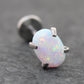 Tiny Oval Opal Flat Back Earring • Threadless Push Pin Flat Back Earring • Forward Helix • Oval Tragus Piercing Stud • Nose Ring
