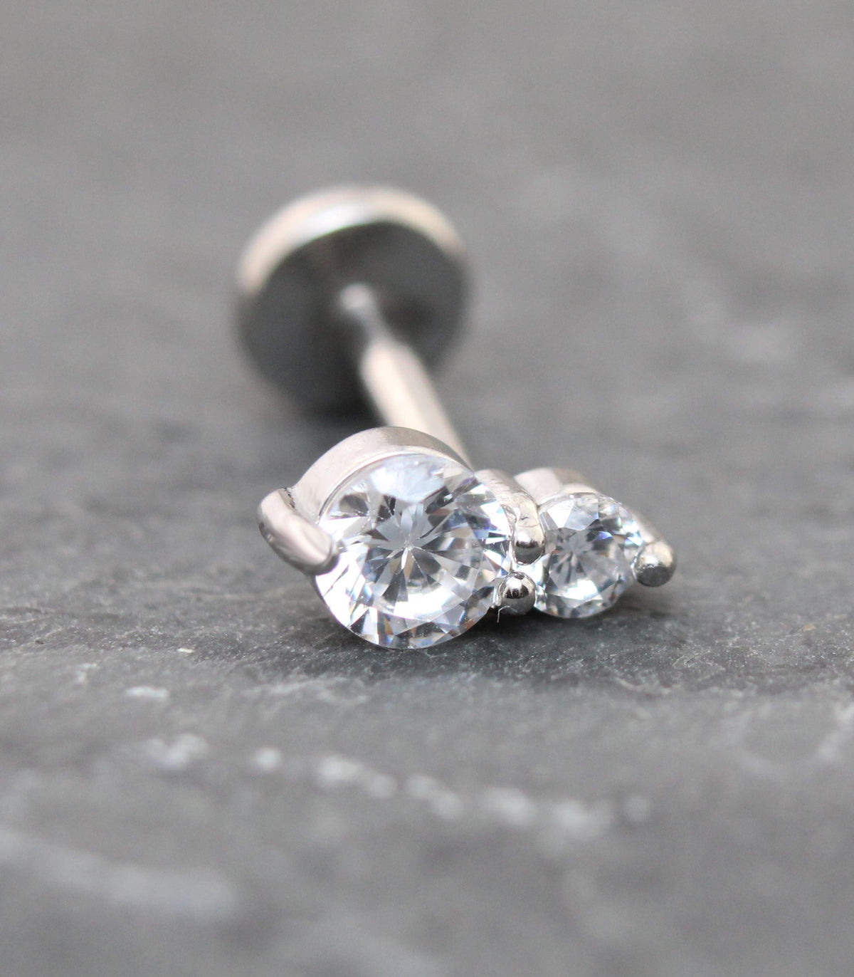 Tiny Tear Drop Threadless Labret Stud Earring • Clear Tragus Piercing Stud • Flat Back Earring • Tragus Earring • Cartilage Piercing Stud