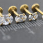 Tiny Oval Clear CZ Tragus Gold Earring • Gold PVD Nose Ring • Tragus Piercing Stud • Threadless Push Pin Flat Back Earring • Forward Helix