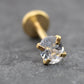 Tiny Oval Clear CZ Tragus Gold Earring • Gold PVD Nose Ring • Tragus Piercing Stud • Threadless Push Pin Flat Back Earring • Forward Helix