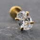 Tiny Oval Clear CZ Tragus Gold Earring • Gold PVD Nose Ring • Tragus Piercing Stud • Threadless Push Pin Flat Back Earring • Forward Helix