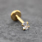 Tiny Oval Clear CZ Tragus Gold Earring • Gold PVD Nose Ring • Tragus Piercing Stud • Threadless Push Pin Flat Back Earring • Forward Helix