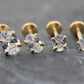 Tiny Oval Clear CZ Tragus Gold Earring • Gold PVD Nose Ring • Tragus Piercing Stud • Threadless Push Pin Flat Back Earring • Forward Helix