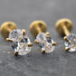 Tiny Oval Clear CZ Tragus Gold Earring • Gold PVD Nose Ring • Tragus Piercing Stud • Threadless Push Pin Flat Back Earring • Forward Helix