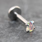 Tiny Oval AB CZ Tragus Silver Stud Earring • Rainbow Nose Ring • Tragus Piercing Stud Threadless Push Pin Flat Back Earring • Forward Helix