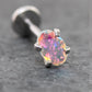 Tiny Oval AB CZ Tragus Silver Stud Earring • Rainbow Nose Ring • Tragus Piercing Stud Threadless Push Pin Flat Back Earring • Forward Helix