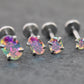 Tiny Oval AB CZ Tragus Silver Stud Earring • Rainbow Nose Ring • Tragus Piercing Stud Threadless Push Pin Flat Back Earring • Forward Helix
