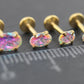 Gold Oval AB CZ Tragus Stud Earring • Gold PVD Rainbow Nose Ring • Tiny Tragus Piercing Stud • Threadless Push Pin Flat Back Earring