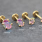 Gold Oval AB CZ Tragus Stud Earring • Gold PVD Rainbow Nose Ring • Tiny Tragus Piercing Stud • Threadless Push Pin Flat Back Earring