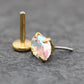 Gold Oval AB CZ Tragus Stud Earring • Gold PVD Rainbow Nose Ring • Tiny Tragus Piercing Stud • Threadless Push Pin Flat Back Earring