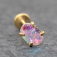 Gold Oval AB CZ Tragus Stud Earring • Gold PVD Rainbow Nose Ring • Tiny Tragus Piercing Stud • Threadless Push Pin Flat Back Earring
