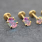 Gold Oval AB CZ Tragus Stud Earring • Gold PVD Rainbow Nose Ring • Tiny Tragus Piercing Stud • Threadless Push Pin Flat Back Earring