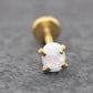 Tiny Opal Flat Back Gold Earring • Oval Tragus Piercing Stud • Threadless Push Pin Flat Back Earring • Forward Helix • Gold Nose Ring