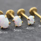 Tiny Opal Flat Back Gold Earring • Oval Tragus Piercing Stud • Threadless Push Pin Flat Back Earring • Forward Helix • Gold Nose Ring