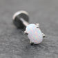 Tiny Oval Opal Flat Back Earring • Threadless Push Pin Flat Back Earring • Forward Helix • Oval Tragus Piercing Stud • Nose Ring