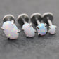 Tiny Oval Opal Flat Back Earring • Threadless Push Pin Flat Back Earring • Forward Helix • Oval Tragus Piercing Stud • Nose Ring