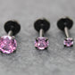 Tiny Pink Black Tragus Stud Earring, Threadless Piercing Stud • Cartilage Flat Back Earring • Hypoallergenic Labret Piercing • Forward Helix