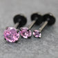 Tiny Pink Black Tragus Stud Earring, Threadless Piercing Stud • Cartilage Flat Back Earring • Hypoallergenic Labret Piercing • Forward Helix