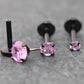 Tiny Pink Black Tragus Stud Earring, Threadless Piercing Stud • Cartilage Flat Back Earring • Hypoallergenic Labret Piercing • Forward Helix