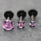 Tiny Pink Black Tragus Stud Earring, Threadless Piercing Stud • Cartilage Flat Back Earring • Hypoallergenic Labret Piercing • Forward Helix