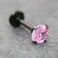 Tiny Pink Tragus Stud Earring, Threadless Piercing Stud • Black Cartilage Flat Back Earring • Hypoallergenic Labret Piercing • Forward Helix