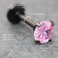 Tiny Pink Black Tragus Stud Earring, Threadless Piercing Stud • Cartilage Flat Back Earring • Hypoallergenic Labret Piercing • Forward Helix