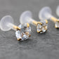 16G Gold PVD CZ Threadless Earring, BioFlex Flatback - Tiny Gold Tragus Earring - Labret Stud Earring - Forward Helix Cartilage Earring