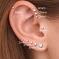 16G Gold PVD CZ Threadless Earring, BioFlex Flatback - Tiny Gold Tragus Earring - Labret Stud Earring - Forward Helix Cartilage Earring