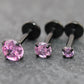 Tiny Pink Tragus Stud Earring, Threadless Piercing Stud • Black Cartilage Flat Back Earring • Hypoallergenic Labret Piercing • Forward Helix