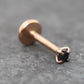 Black CZ Threadless Rose Gold Stud Earring • Tiny Tragus Flat Back • Labret Piercing Stud • Rose Gold PVD Nose Stud • Forward Helix Earring