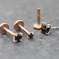 Black CZ Threadless Rose Gold Stud Earring • Tiny Tragus Flat Back • Labret Piercing Stud • Rose Gold PVD Nose Stud • Forward Helix Earring