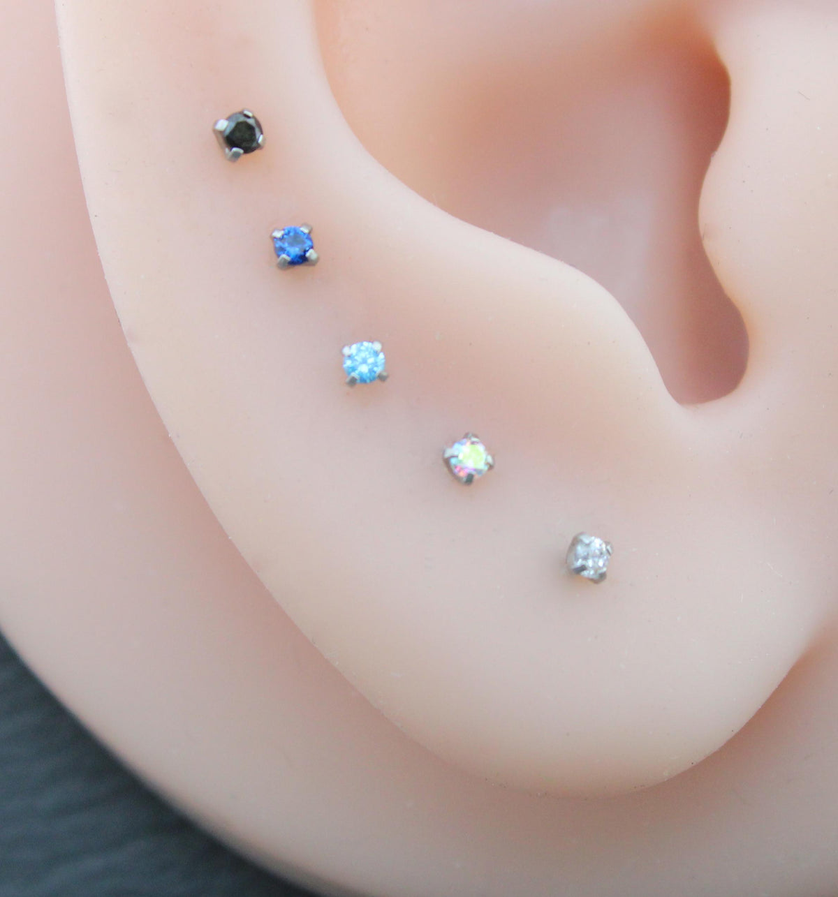 Petite 1.5mm Flat Back Silver Stud Earring • Threadless Push Pin Flat Back Earring • Flat Back Cartilage Ear Stack • Forward Helix Earring