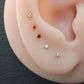 Tiny Flat Back Gold Stud Earring • Threadless Push Pin Flat Back Earring • Threadless Tragus Ear Stack • Petite 1.5mm CZ Gold Forward Helix