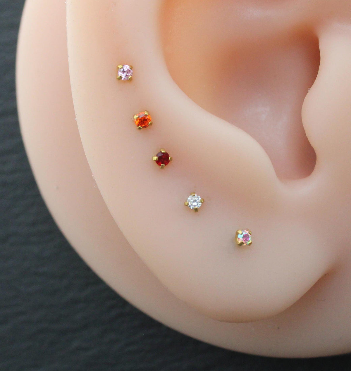 Tiny 1.5mm Threadless Gold Stud Earring • Threadless Push Pin Flat Back Earring • Flat Back Cartilage Ear Stack • Petite Gold Forward Helix