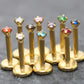Tiny Flat Back Gold Stud Earring • Threadless Push Pin Flat Back Earring • Threadless Tragus Ear Stack • Petite 1.5mm CZ Gold Forward Helix