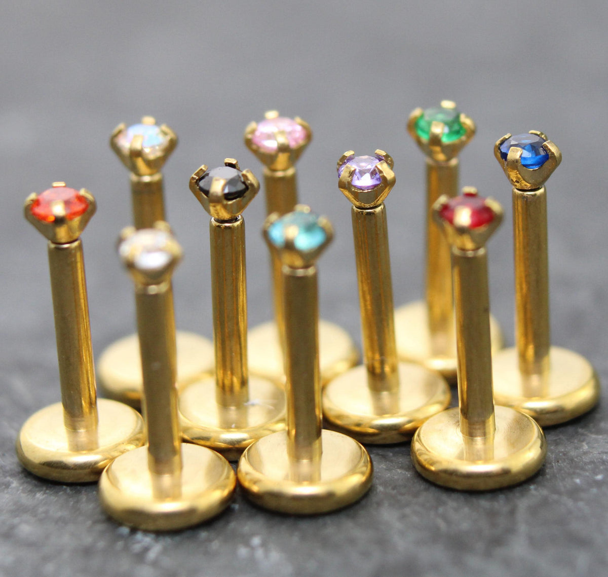 Tiny Flat Back Gold Stud Earring • Threadless Push Pin Flat Back Earring • Threadless Tragus Ear Stack • Petite 1.5mm CZ Gold Forward Helix